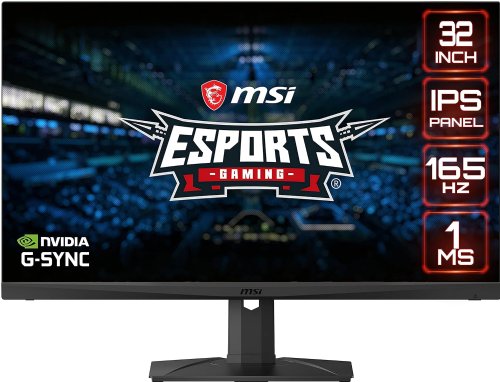 MSI 31.5" IPS (2560 x 1440) QHD G-Sync Compatible HDR 400 Gaming Monitor, 165Hz Refresh Rate HDR Ready, Non-Glare, 2 HDMI(v2.0b),1 Displayport(v1.2a)...