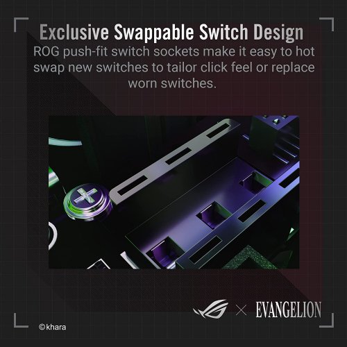 ASUS ROG Keris Wireless EVA Edition Gaming Mouse, Tri-mode connectivity (2.4GHz RF, Bluetooth, Wired), 16000 DPI sensor, 7 programmable buttons, PBT, hot-s...