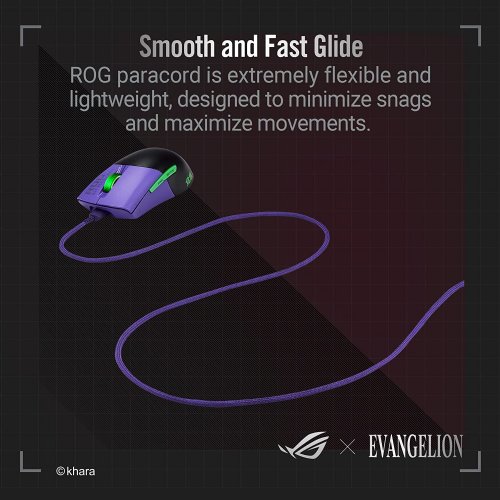 ASUS ROG Keris Wireless EVA Edition Gaming Mouse, Tri-mode connectivity (2.4GHz RF, Bluetooth, Wired), 16000 DPI sensor, 7 programmable buttons, PBT, hot-s...