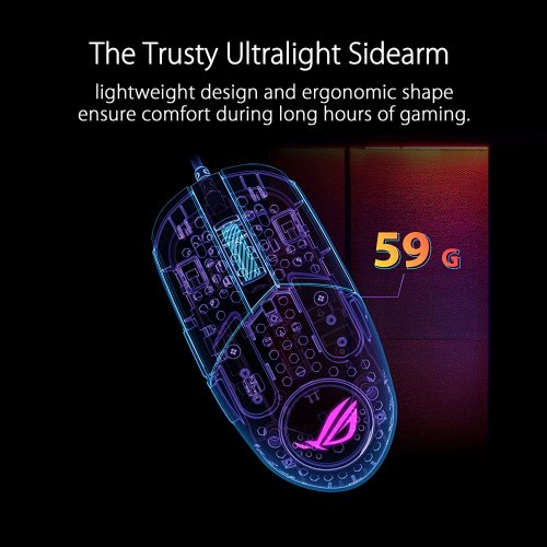 ASUS ROG Strix Impact III Gaming Mouse, Semi-Ambidextrous, Wired, Lightweight, 12000 DPI Sensor, 5 programmable Buttons, Replaceable switches, Paracord Cable...
