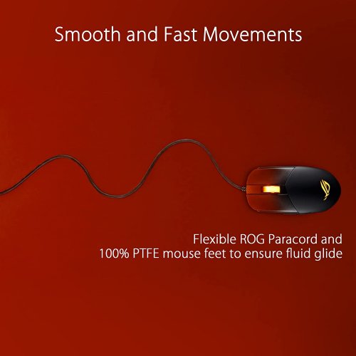 ASUS ROG Strix Impact III Gaming Mouse, Semi-Ambidextrous, Wired, Lightweight, 12000 DPI Sensor, 5 programmable Buttons, Replaceable switches, Paracord Cable...