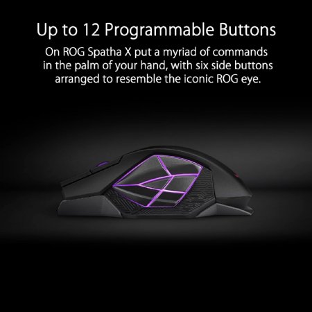 ASUS ROG Spatha X Wireless Gaming Mouse (Magnetic Charging Stand), 12 Programmable Buttons, 19, 000 DPI, Push-fit Hot Swap Switch Sockets, ROG Micro Switches ...