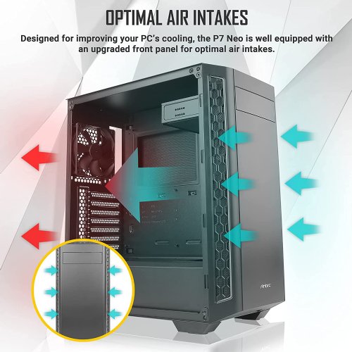 Antec Performance Series P7 Neo Mid-Tower E-ATX Silent Case, 5.25" ODD Support, 3 x 120mm Fans Included, Sound-Dampening Side Panels, White LED Power Button, Black...