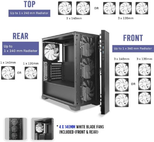 Antec Performance Series P82 Flow ATX Mid-Tower Case, Tool-Free Tempered Glass Side Panel, Removable 2.5” SSD Rack, Support for Up to 4 X 2.5” SSDs, White LED...