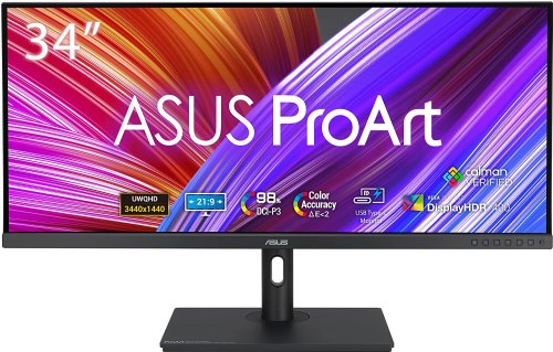 ASUS ProArt Display 34" 21:9 Ultra-wide QHD (3440 x 1440) IPS Professional Monitor, Color Accuracy Calman Verified 98% DCI-P3 USB-C 120Hz FreeSync Premium Pro 3D Rendering...