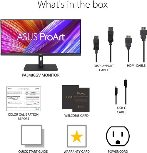 ASUS ProArt Display 34" 21:9 Ultra-wide QHD (3440 x 1440) IPS Professional Monitor, Color Accuracy Calman Verified 98% DCI-P3 USB-C 120Hz FreeSync Premium Pro 3D Rendering...