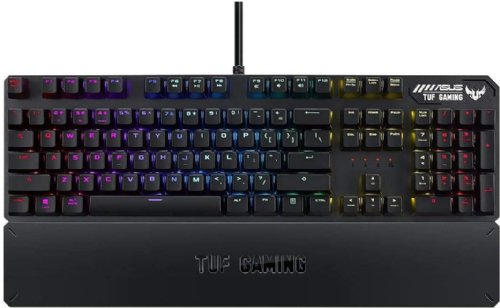 ASUS TUF Gaming K3 RGB mechanical keyboard (N-key rollover, combination media keys, USB 2.0 passthrough, aluminum-alloy top cover, wrist rest, eight programmabl...