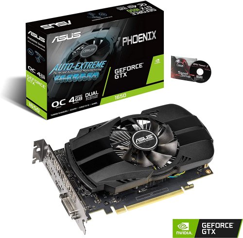 ASUS Phoenix NVIDIA GeForce GTX 1650 OC Edition Gaming Graphics Card (PCIe 3.0, 4GB GDDR6 memory, HDMI, DisplayPort, DVI-D, Axial-tech Fan Design)...