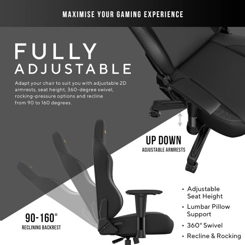 Anda Seat Phantom 3 Gaming Chair, PVC leather; a soft and smooth touch that rivals the texture of genuine leather, reclining office chair tilts 90~160 degree with angle lock ...