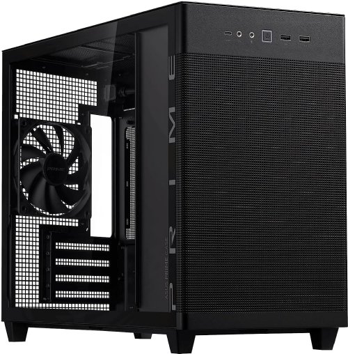 Asus Prime AP201 Black MicroATX Tempered Glass Edition Support Graphics CardS UP TO 338MM, 360MM Coolers, & Standard ATX PSUS, Tool Free Side Panels, Tempeered...