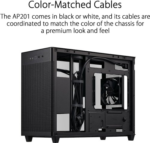 Asus Prime AP201 Black MicroATX Tempered Glass Edition Support Graphics CardS UP TO 338MM, 360MM Coolers, & Standard ATX PSUS, Tool Free Side Panels, Tempeered...