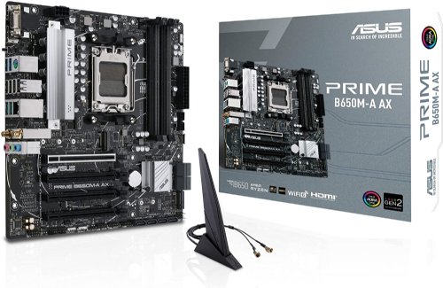 ASUS Prime B650M-A AX AMD B650 (Ryzen 7000) Micro-ATX motherboard (DDR5 PCIE 5.0 M.2 support 2.5Gb Ethernet Wi-Fi 6 DisplayPort HDMI USB 3.2 G2 ports front USB 3.2 Gen 1...