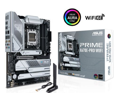 ASUS Prime X670E-PRO WIFI 6E Socket AM5 (LGA 1718) Ryzen 7000 ATX motherboard (PCIe 5.0, DDR5, 14+2 teamed power stages, 4x M.2 slots, USB 3.2 Gen 2x2 Type...