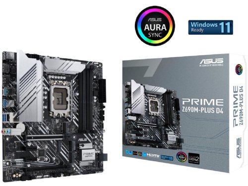 ASUS Prime Z690M-Plus D4 LGA 1700(Intel 12th Gen) microATX motherboard (PCIe 5.0, DDR4, 10+1 Power Stages, 3x M.2, 1Gb LAN, USB 3.2 Gen 2x2 Type-C, front USB 3.2...