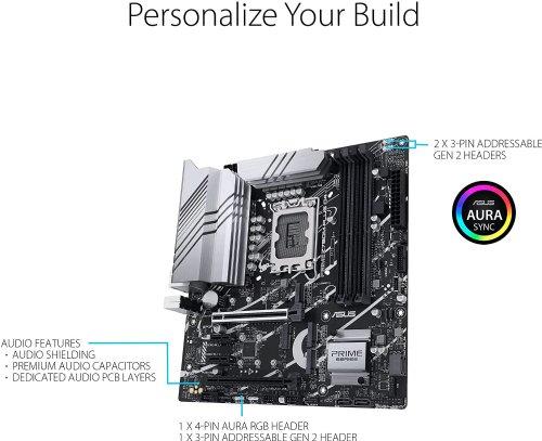 ASUS Prime Z790M-Plus D4 LGA 1700(Intel 12th&13th Gen) microATX Motherboard, (PCIe 5.0, 3xM.2 Slots, 10+1 DrMOS, DDR4, 1Gb LAN, USB 3.2 Gen 2x2 Type-C, Front USB 3.2 Gen 1...