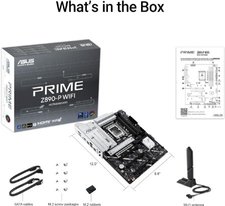 ASUS PRIME Z890-P WIFI Z890 LGA 1851 ATX motherboard, Intel Core Ultra Series 2 Ready, Advanced AI PC-ready, 14+1+1+2 power stage, DDR5, PCIe 5.0, Thunderbolt 4 USB Type-C ...