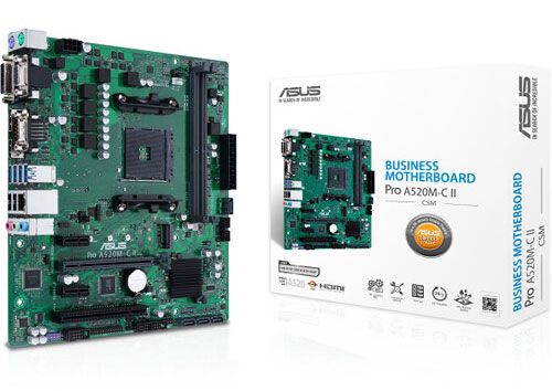 ASUS Pro A520M-C II/CSM AMD AM4 (3rd Gen Ryzen) microATX Commercial Motherboard...