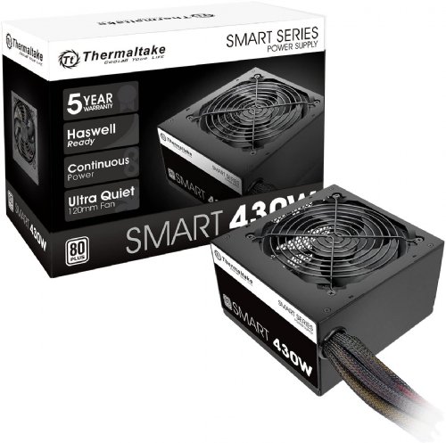 Thermaltake Smart 430W 80+ White Continuous Power ATX 12V V2.3/EPS 12V Active PFC Power Supply (PS-SPD-0430NPCWUS-W) ...