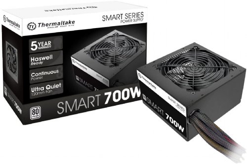 Thermaltake Smart Series 700W SLI/CrossFire Ready Continuous Power ATX 12V V2.3 / EPS 12V 80 PLUS Certified 5 Year Warranty Active PFC Power Supply Haswell ...