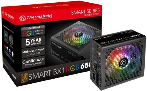 Thermaltake Smart BX1 RGB 80+ Bronze 650W SLI/Crossfire Haswell Ready Continuous Power ATX 12V v2.31 / EPS 12V Non-Modular Power Supply (PS-SPR-0650NHFABU- ...