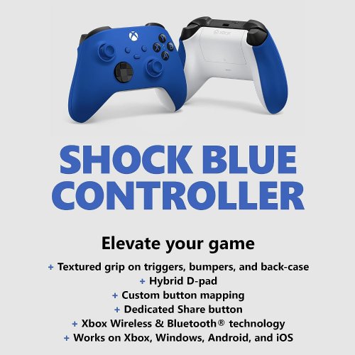 Microsoft Xbox Core Wireless Controller - Shock Blue - Xbox Series X/S, Xbox One, and Windows Devices..(QAU-00065)