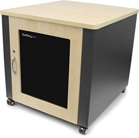 Startech Startech 12U Quiet Office Server Cabinet with Wood Finish, Includes Casters and 3x 3.5mm Fans, Sound Reducing Cabinet stores up to 600lbs (272kg) of Equipment (RKQMCAB12V2)