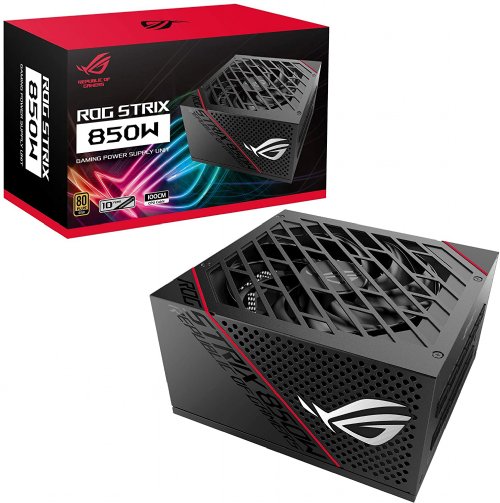 ASUS ROG Strix 850W Gold Power Supply with ROG heatsinks, Axial-Fan Design and 10-Year Warranty, MB 24/20-pin x 1, CPU 4+4-pin x 2, PCI-E 6+2-pin x 6, SATA) ...