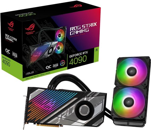 Asus ROG Strix LC Nvidia Geforce RTX 4090 Gaming Graphics Card (PCIe 4.0, 24GB GDDR6X, HDMI 2.1, Displayport 1.4a, full-coverage cold plate, 240 mm radiator...