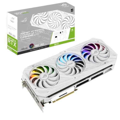 ASUS ROG Strix NVIDIA GeForce RTX 3070 V2 White OC Edition Gaming Graphics Card (PCIe 4.0, 8GB GDDR6, LHR, HDMI 2.1, DisplayPort 1.4a) ...