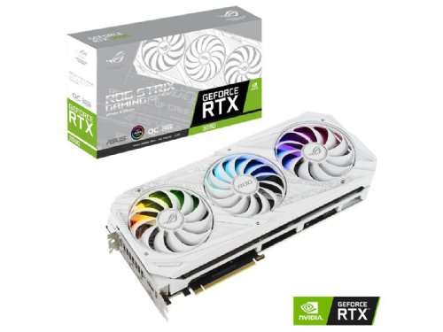 ASUS ROG STRIX NVIDIA GeForce RTX 3090 White OC Edition Gaming Graphics Card (PCIe 4.0, 24GB GDDR6X, HDMI 2.1, DisplayPort 1.4a, White color scheme, Axial-tech Fan Design..