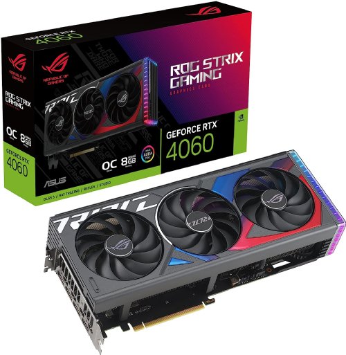 ASUS ROG Strix GeForce RTX 4060 OC Edition Gaming Graphics Card (PCIe 4.0, 8GB GDDR6, DLSS 3, HDMI 2.1a, DisplayPort 1.4a, Axial-tech fan design, Aura Sync, 0dB technology)...