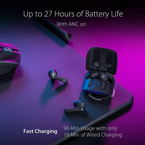 ASUS ROG Cetra True Wireless Gaming Earbuds, Low-Latency Bluetooth Earbuds, Active Noise Cancelation, 27-Hour Battery Life, IPX4 Water Resistance, Headphone...