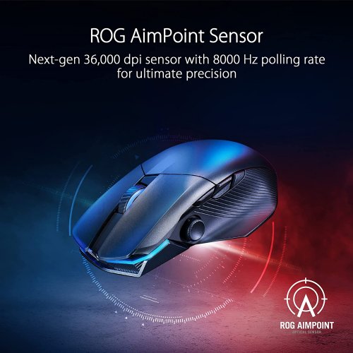 ASUS ROG Chakram X Origin Gaming Mouse, Tri-Mode connectivity (2.4GHz RF, Bluetooth, Wired), 36000 DPI Sensor, 11 programmable Buttons, Detachable Joystick, Paracord Cable...
