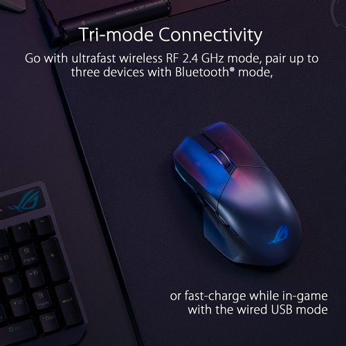 ASUS ROG Chakram X Origin Gaming Mouse, Tri-Mode connectivity (2.4GHz RF, Bluetooth, Wired), 36000 DPI Sensor, 11 programmable Buttons, Detachable Joystick, Paracord Cable...