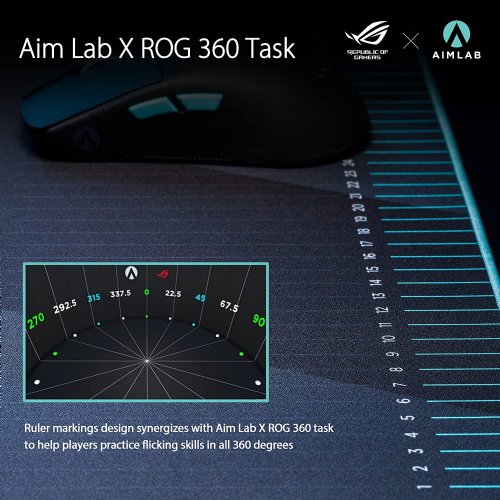 ASUS ROG Hone Ace Aim Lab Edition Gaming Mouse Pad, 508 X 420 x 3 mm, Large Size, Soft, Hybrid Cloth Material, Non-Slip Rubber Base, Esports & FPS Gaming, Black...