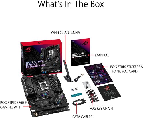 ASUS ROG Strix B760-F Gaming WiFi Intel B760(13th and 12th Gen) LGA 1700 ATX motherboard, 16 + 1 power stages, DDR5 up to 7800 MT/s, PCIe 5.0, three M.2 slots, WiFi 6E, USB 3.2...