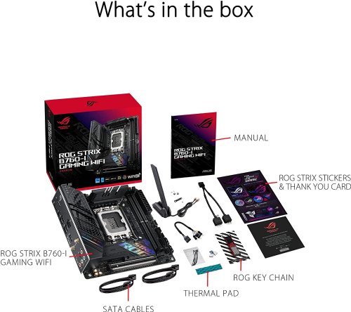 ASUS ROG Strix B760-I Gaming WiFi Intel B760(13th and 12th Gen) LGA 1700 mini-ITX motherboard, 8 + 1 power stages, DDR5 up to 7600 MT/s, PCIe 5.0, two M.2 slots, WiFi 6E...