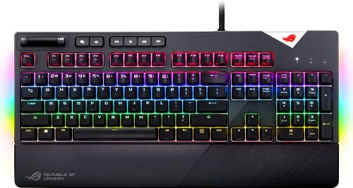 ASUS RGB Mechanical Gaming Keyboard - ROG Strix Flare (Cherry MX Blue Switches - CM SS) Aura Sync & SDK, Gaming Keyboard for PC, Customizable Badge, USB Pass-Through...