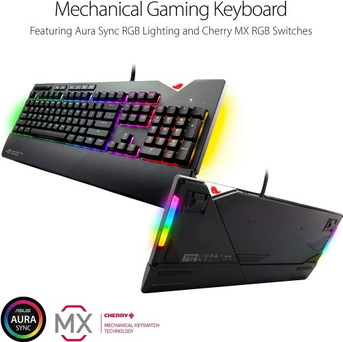 ASUS RGB Mechanical Gaming Keyboard - ROG Strix Flare (Cherry MX Blue Switches - CM SS) Aura Sync & SDK, Gaming Keyboard for PC, Customizable Badge, USB Pass-Through...