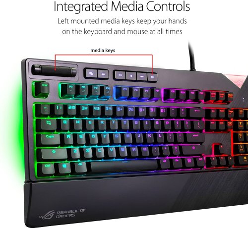 ASUS RGB Mechanical Gaming Keyboard - ROG Strix Flare (Cherry MX Blue Switches - CM SS) Aura Sync & SDK, Gaming Keyboard for PC, Customizable Badge, USB Pass-Through...