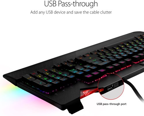 ASUS RGB Mechanical Gaming Keyboard - ROG Strix Flare (Cherry MX Blue Switches - CM SS) Aura Sync & SDK, Gaming Keyboard for PC, Customizable Badge, USB Pass-Through...