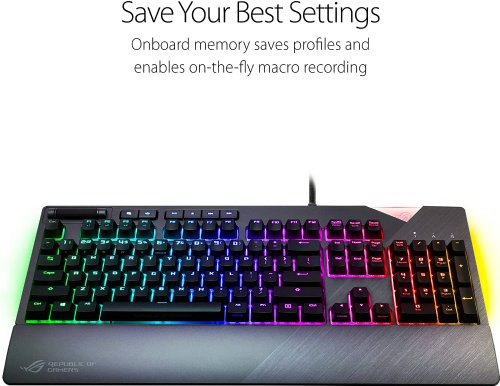 ASUS RGB Mechanical Gaming Keyboard - ROG Strix Flare (Cherry MX Blue Switches - CM SS) Aura Sync & SDK, Gaming Keyboard for PC, Customizable Badge, USB Pass-Through...
