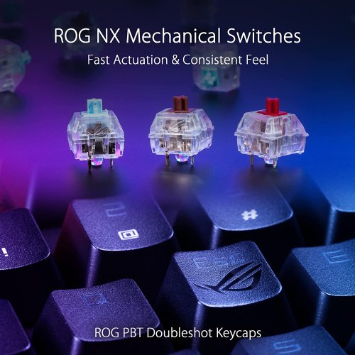 ASUS ROG Strix Flare II 100% RGB Gaming Keyboard, ROG NX Blue Mechanical switches, ABS Engraved keycaps, 8k Hz Polling, Sound-dampening Foam, Media Controls...