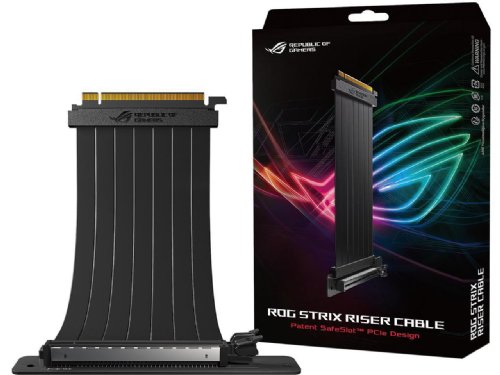 ASUS RS200 ROG Strix Riser Cable with 240 mm PCI-E x 16, 90 degree adapter, patent SafeSlot design, EMI Shielding (RS200), 1 Year Warranty