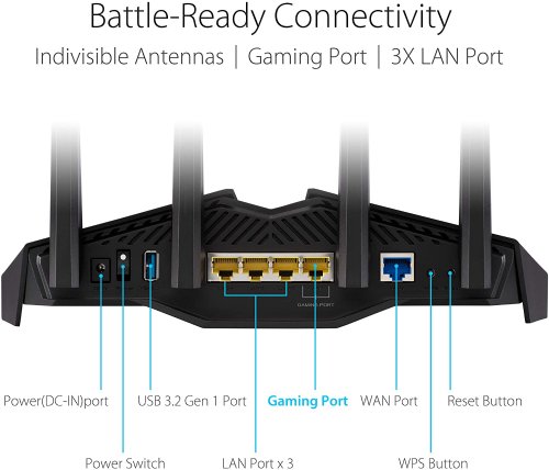 ASUS AX5400 Dual-band WiFi 6 Gaming Router, game acceleration, Mesh WiFi support, Lifetime Free Internet Security, Dedicated Gaming Port, Mobile Game Boost...