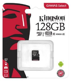 Kingston 128GB micSDXC Canvas Select Plus 100R A1 C10 Card + ADP (SDCS2/128GB) ...