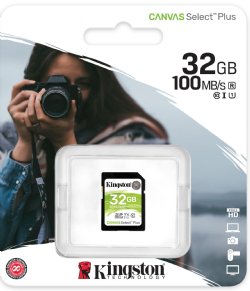 Kingston 32GB SDHC Canvas Select Plus 100R C10 UHS-I U1 V10 (SDS2/32GB) ...