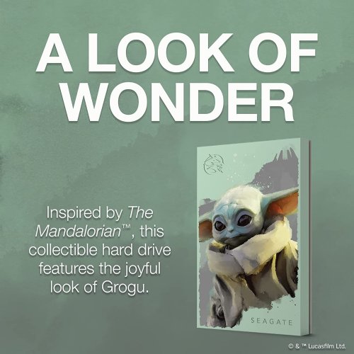 Seagate Grogu Drive Special Edition FireCuda External Hard Drive 2TB Officially-Licensed - 2.5 Inch USB 3.2 Gen 1 forced inspired Blue LED lighting with Rescue Services...(STKL2000404)