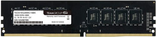 TeamGroup Elite DDR4 16GB Single 2666MHz (PC4-21300) CL19 Unbuffered Non-ECC 1.2V UDIMM 288 Pin PC Computer Desktop Memory Module Ram Upgrade (1x16GB) Sing ...
