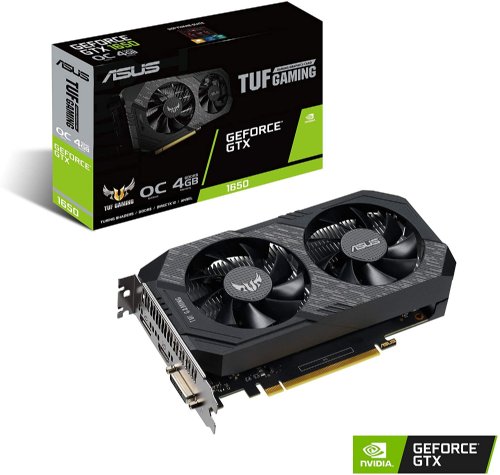 ASUS TUF Gaming NVIDIA GeForce GTX 1650 OC Edition Graphics Card (PCIe 3.0, 4GB GDDR6 memory, HDMI, DisplayPort, DVI-D, 1x 6-pin power connector, IP5X Dust Resistance...